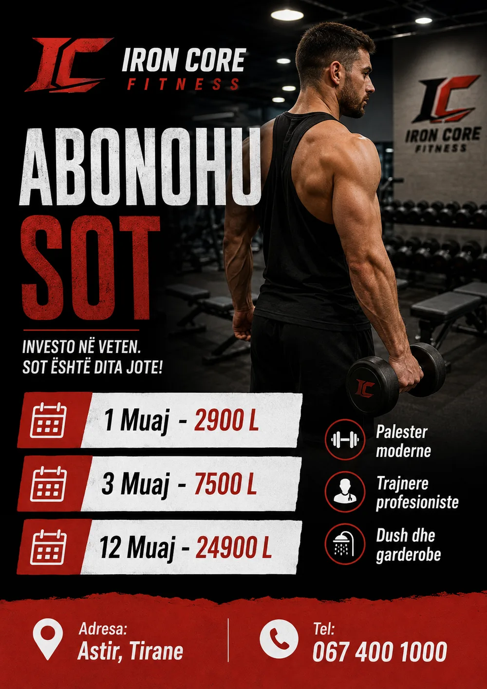 Membership flyer for Iron Core Fitness, print design study