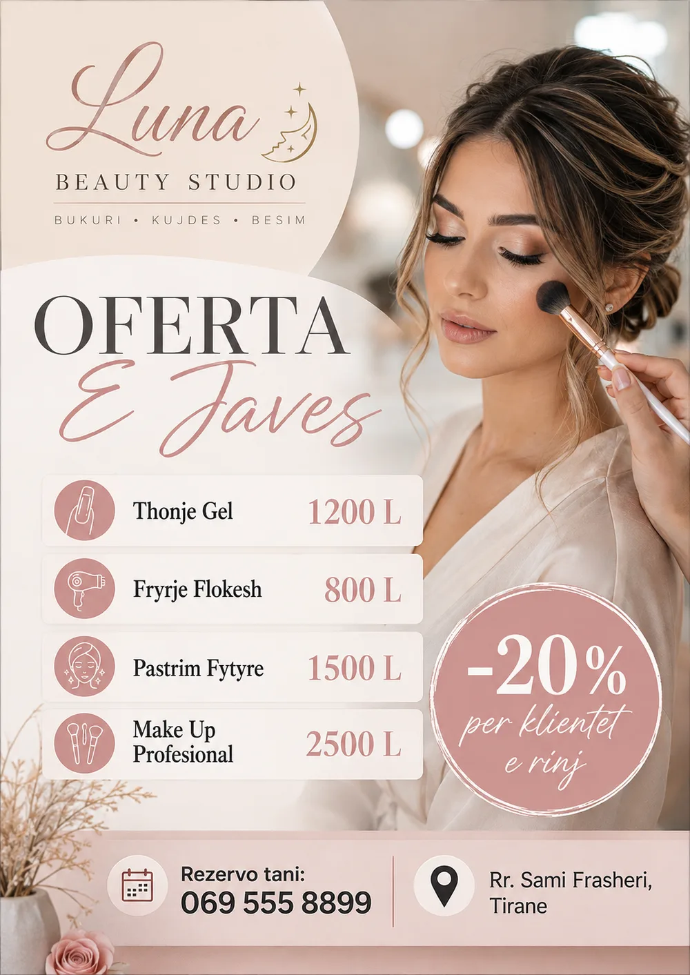 Campaign poster for Luna Beauty Studio, print design study